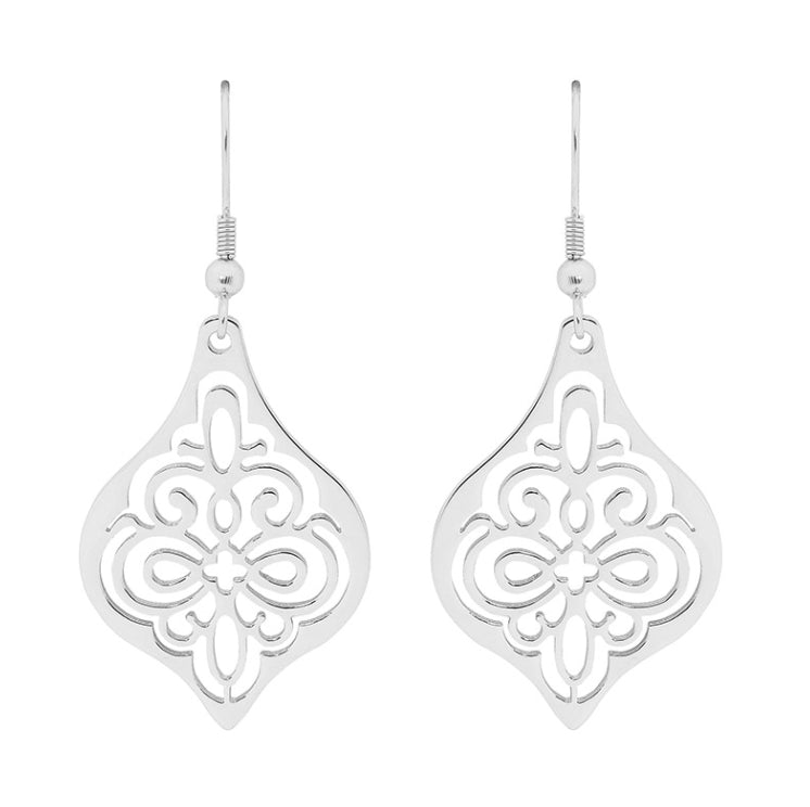 Stainless Steel Filigree Drop Earrings