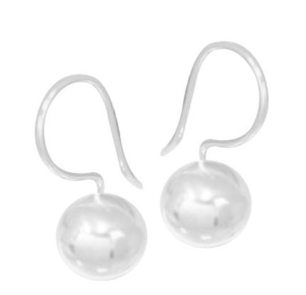 Sterling Silver 10Mm Ball Drop Earrings