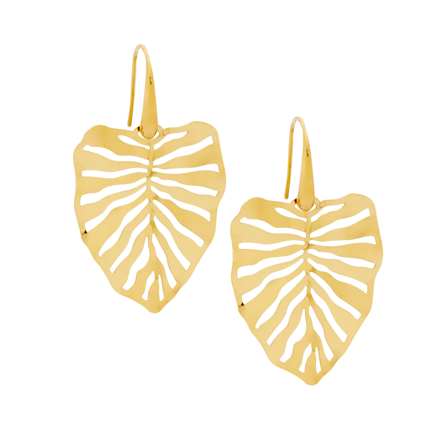 Stainless Steel Monstera Leaf Earrings Gold Plating