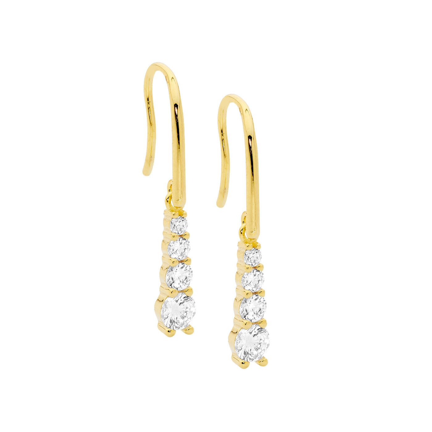 Sterling Silver Gold Plated Cubic Zirconium Drop Earrings