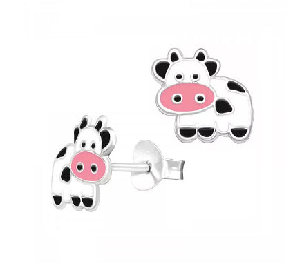 Sterling Silver Girls Cow Ear Rings