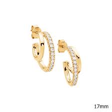 Ellani Gold Plated Double Hoop Earrings