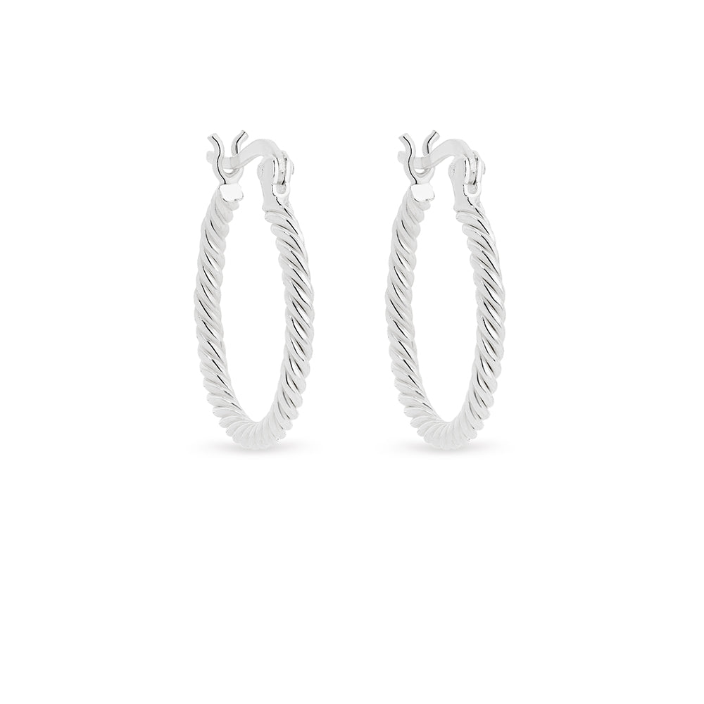 Sterling Silver Rope Twist Hoop Earrings