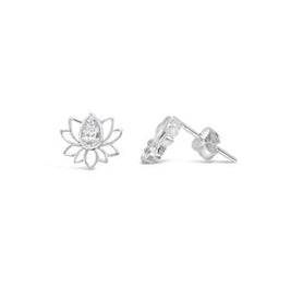 Sterling Silver Lotus CZ Earrings