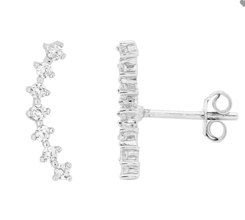 Sterling Silver Curved Row Climber Studs