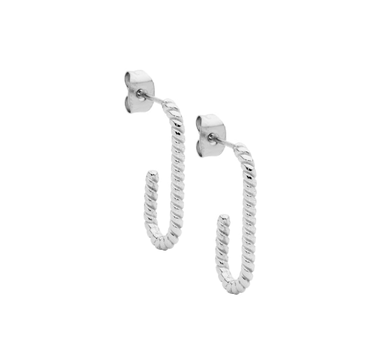 Ellani Stainless Steel twist hoop earrings