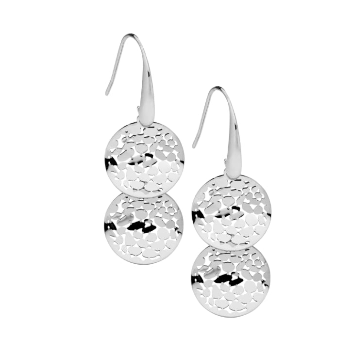 Stainless Steel Wave Disk Drop Earring