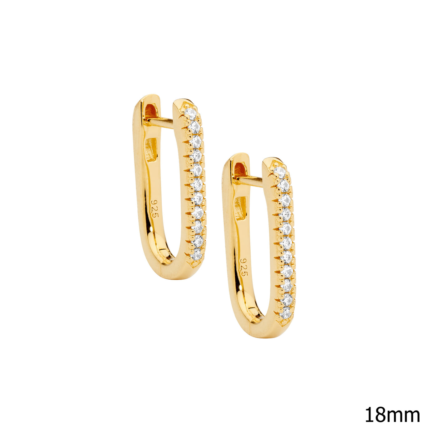 Womens Cubic Zirconia Gold Plated Oval Hoops Earrings