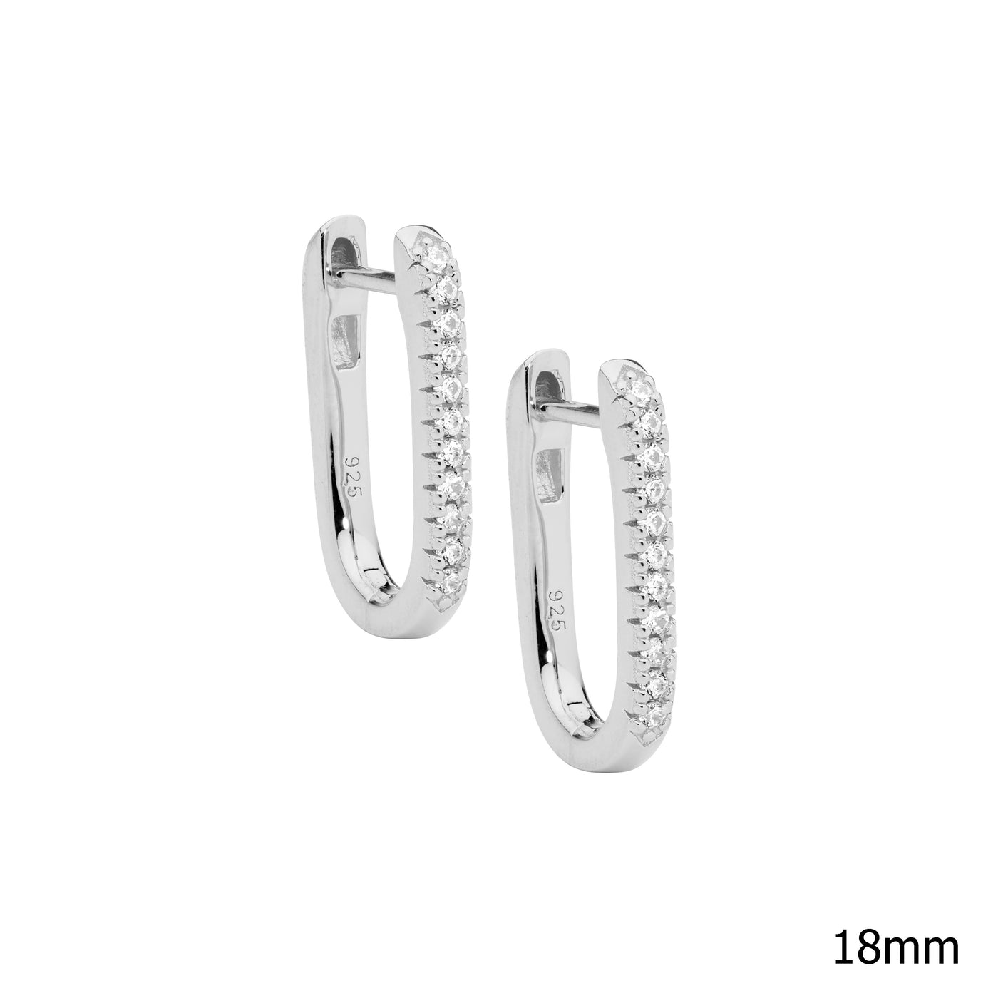 Silver Cz Oval Hoop Earrings