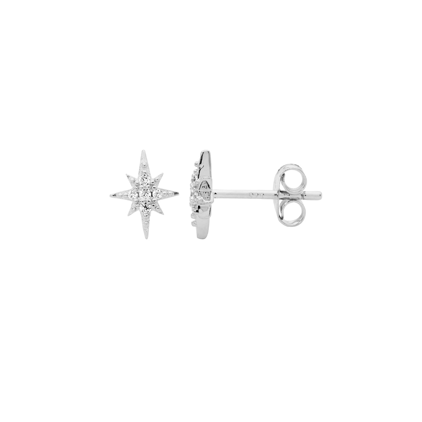 Ss Cz Star Stud Earrings