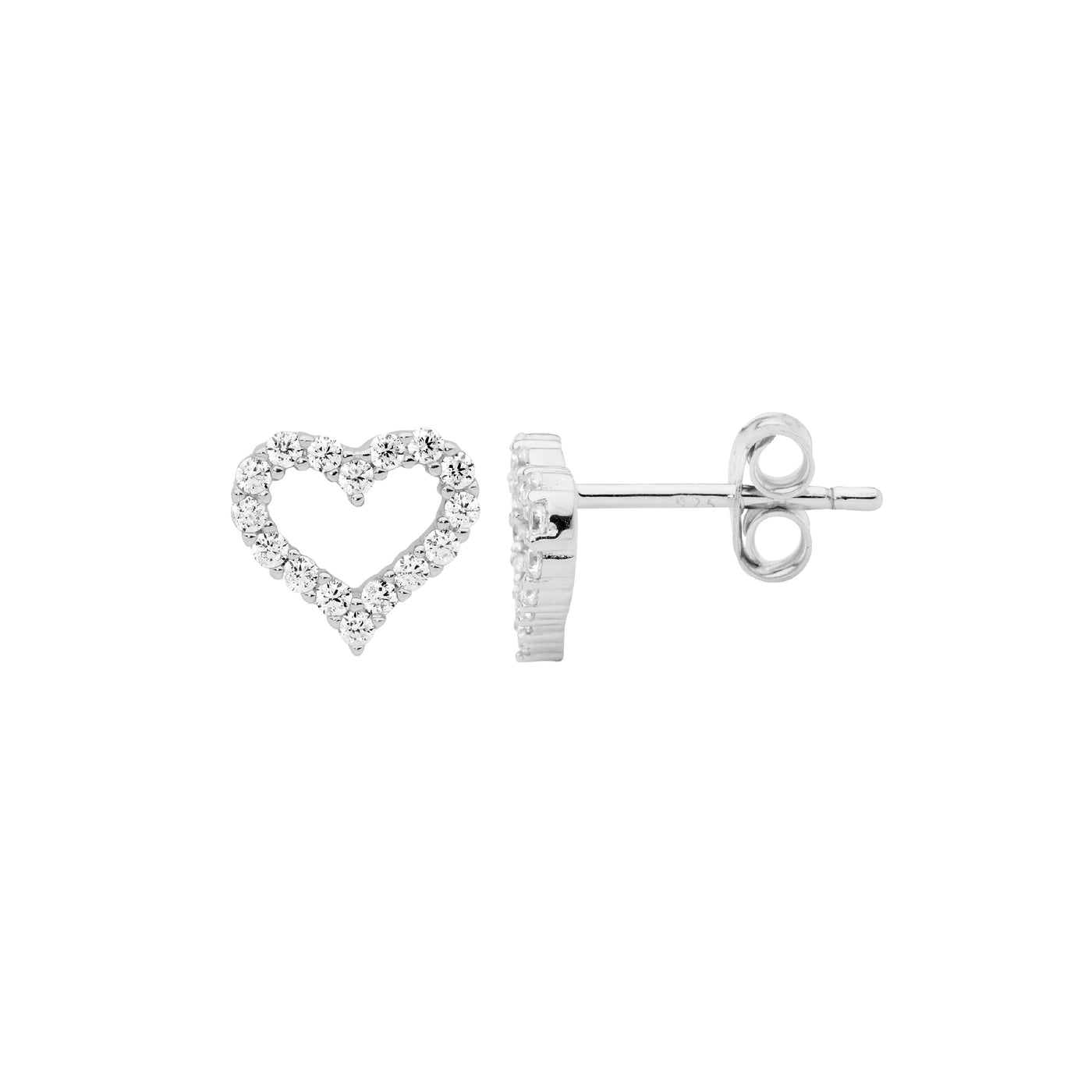 Ss Cz 8mm Heart Earrings