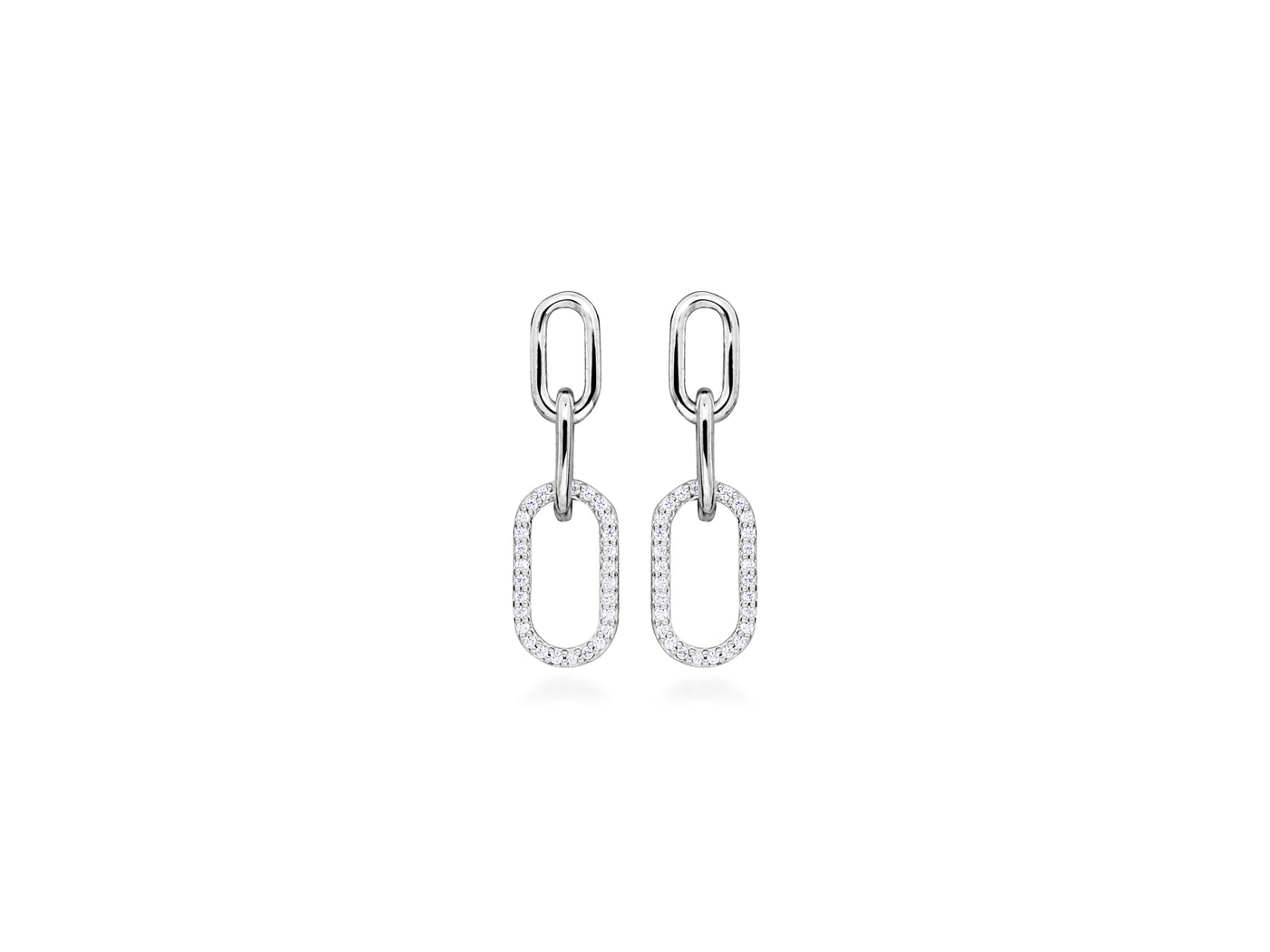 Sterling silver oval drop with CZ earrings