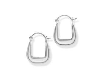 Bijoux U Shaped Hoop Silver Earrings