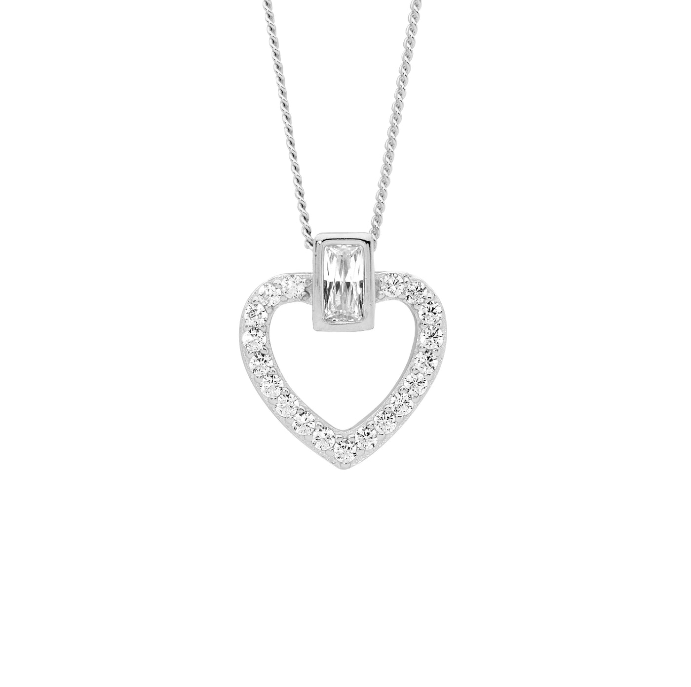 Sterling Silver CZ Heart Pendant