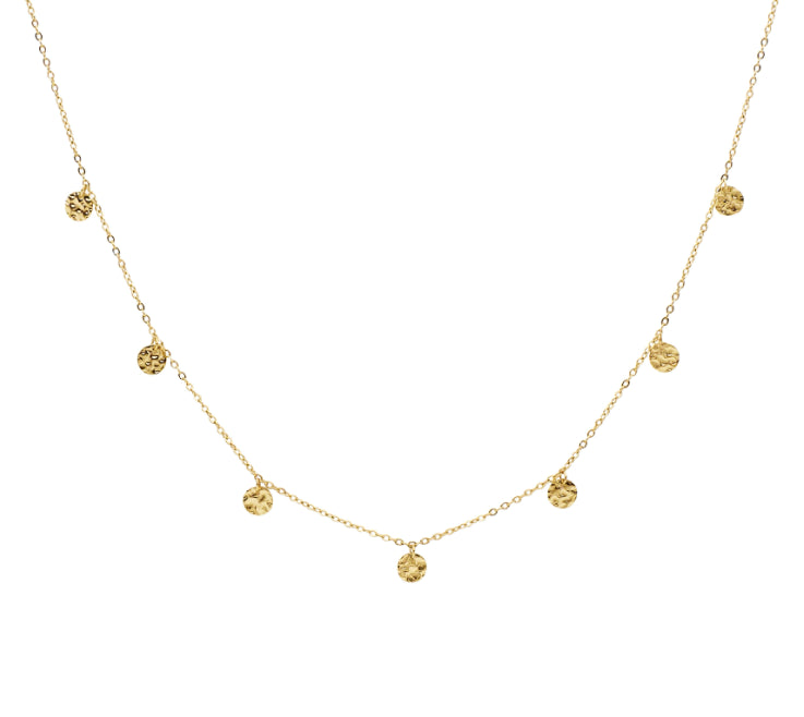 Yellow Gold Plate Necklace With 7 Disks