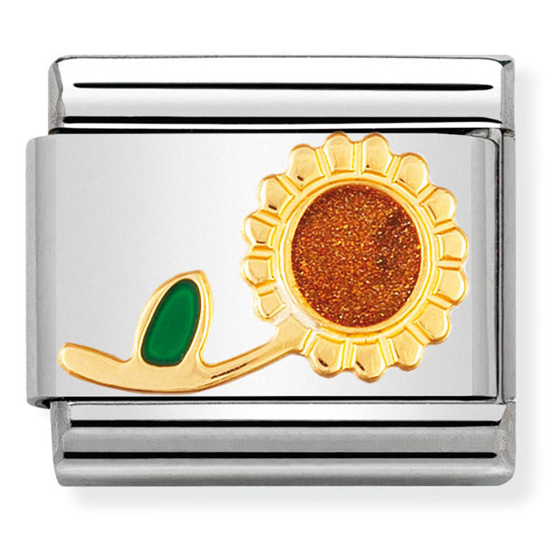 NOM-030214 26 Steel and 18ct Yellow Enamel Flower