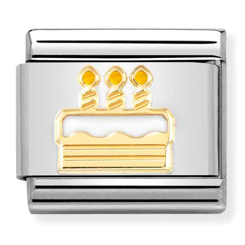 NOM-030272 71 Steel and 18ct Yellow Gold Enamel Birthday Cake