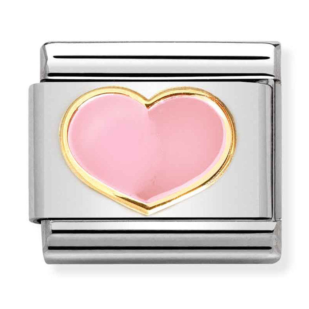 NOM-030283 21 Steel with 18ct Yellow Gold Enamel Pink Heart