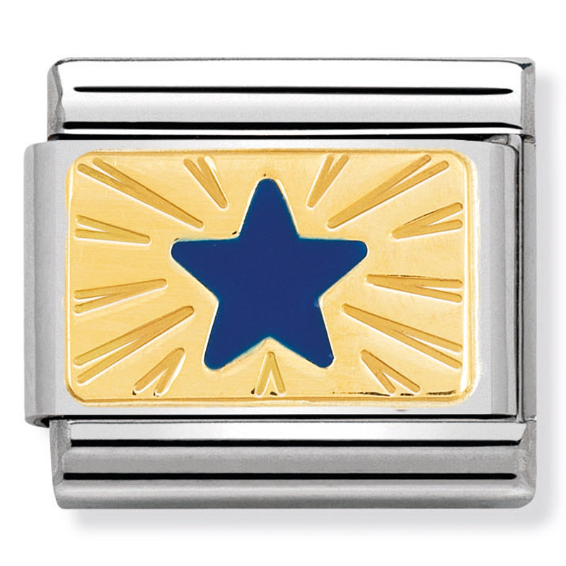 NOM-030284 41 Steel with 18ct Yellow Gold Enamel Blue Star