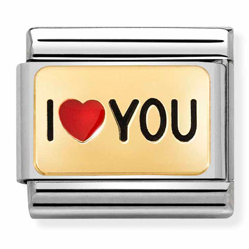 NOM-030284 52 Steel with 18ct Yellow Gold Enamel I Love You