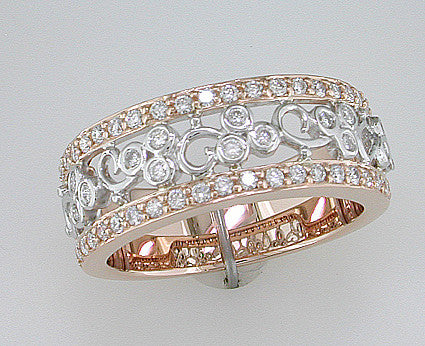 9Ct Rose And White Gold Diamond Set Band