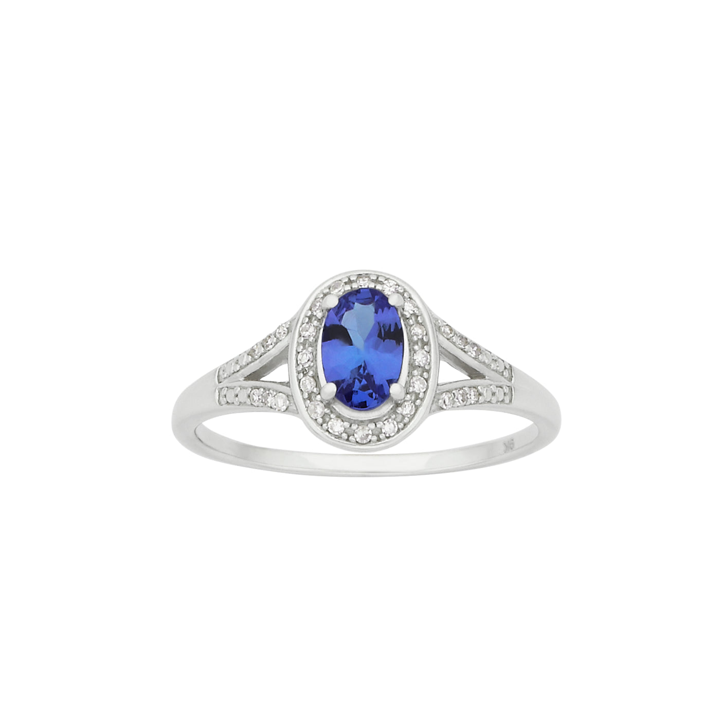 White Gold Tanzanite & Diamond Cluster Ring