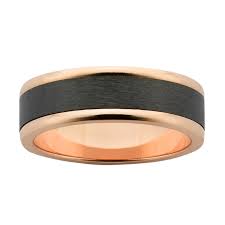 9Ct Rose Gold And Black Zirconium Ring