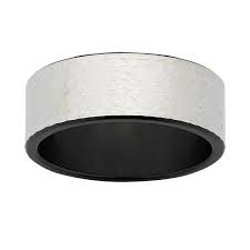 Black Zirconium And Sterling Silver Wedding Ring