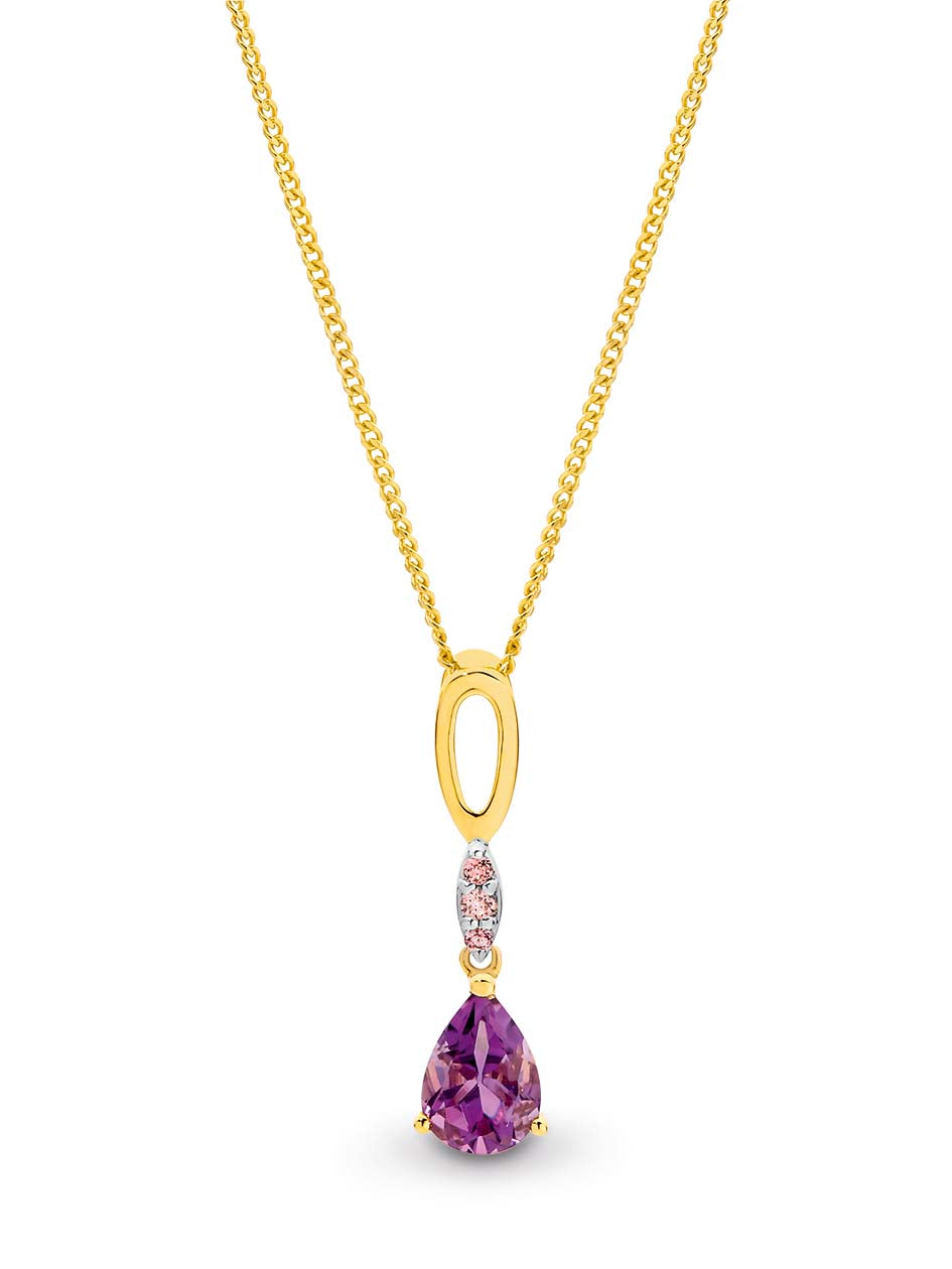 Amethyst & Pink Tourmaline Necklace