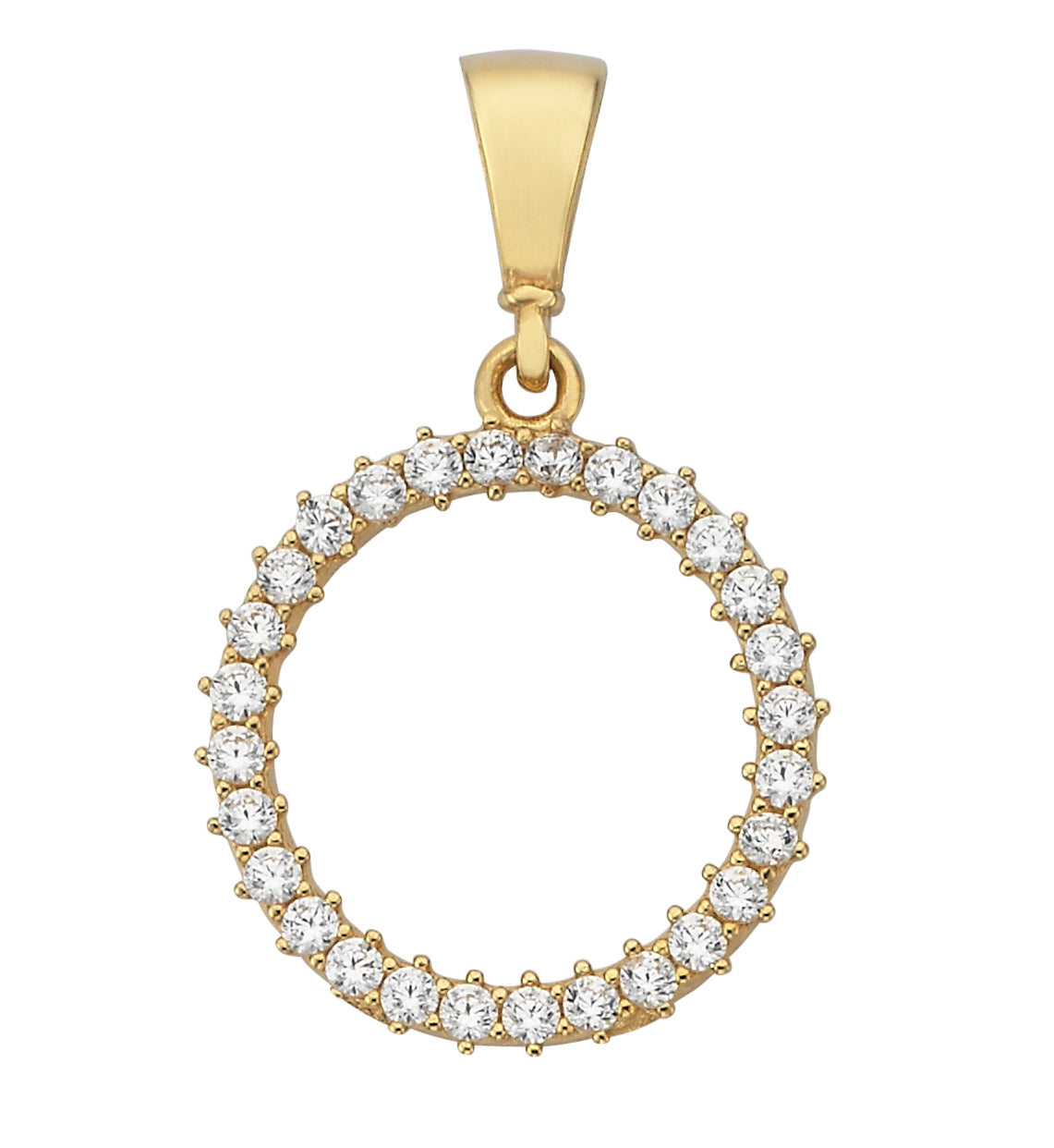 9Ct Yellow Gold Cz Circle Pendant