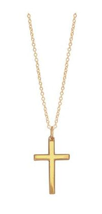 9ct Yellow Gold Cross On Sterling Silver Gold Plated 45Cm Chain