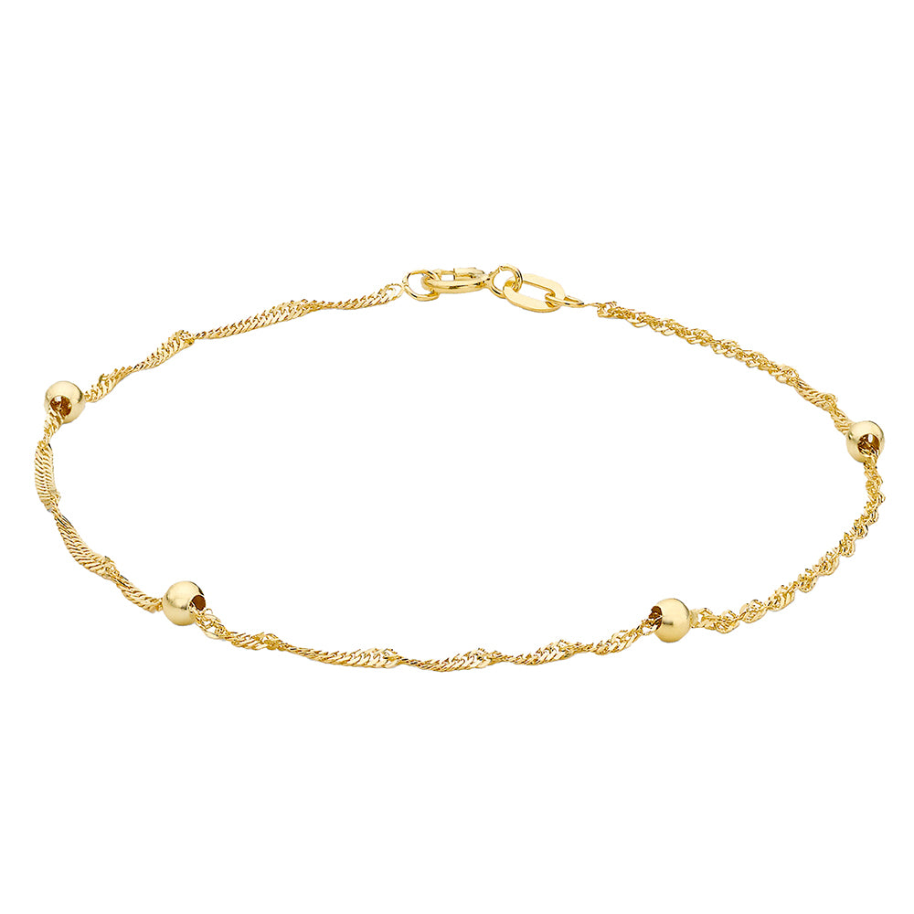 9Ct Yellow Gold Solid Ball Twist Bracelet