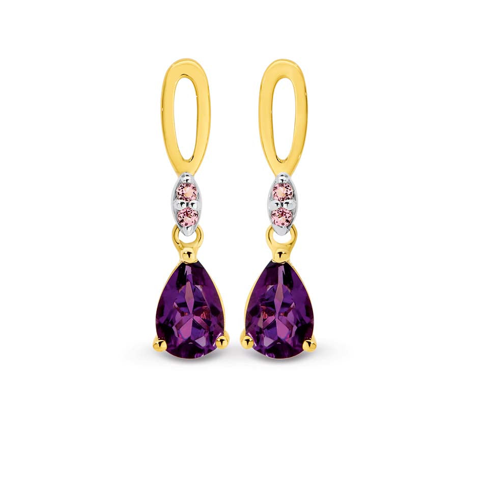 Amethyst & Pink Tourmaline Earrings