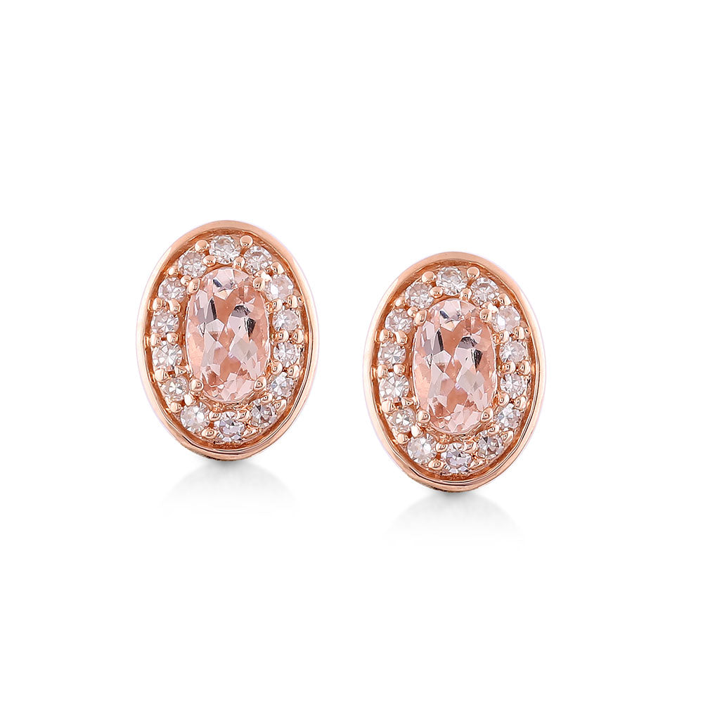 Rose Gold Morganite & Diamond Earrings