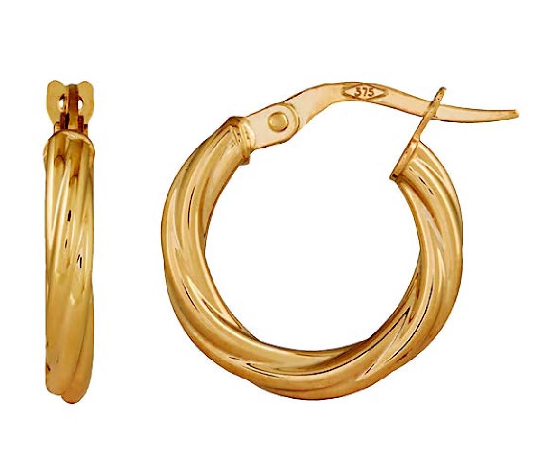 9Ct Yellow Gold Twist 2Mm X10mm Hoop