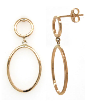 9Ct Yellow Gold Double Loop Drop Earring