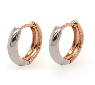 9Ct Rose And White Gold Huggies