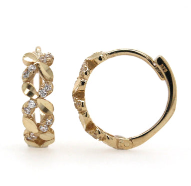 9Ct Yellow Gold Cz Set Flower Huggies