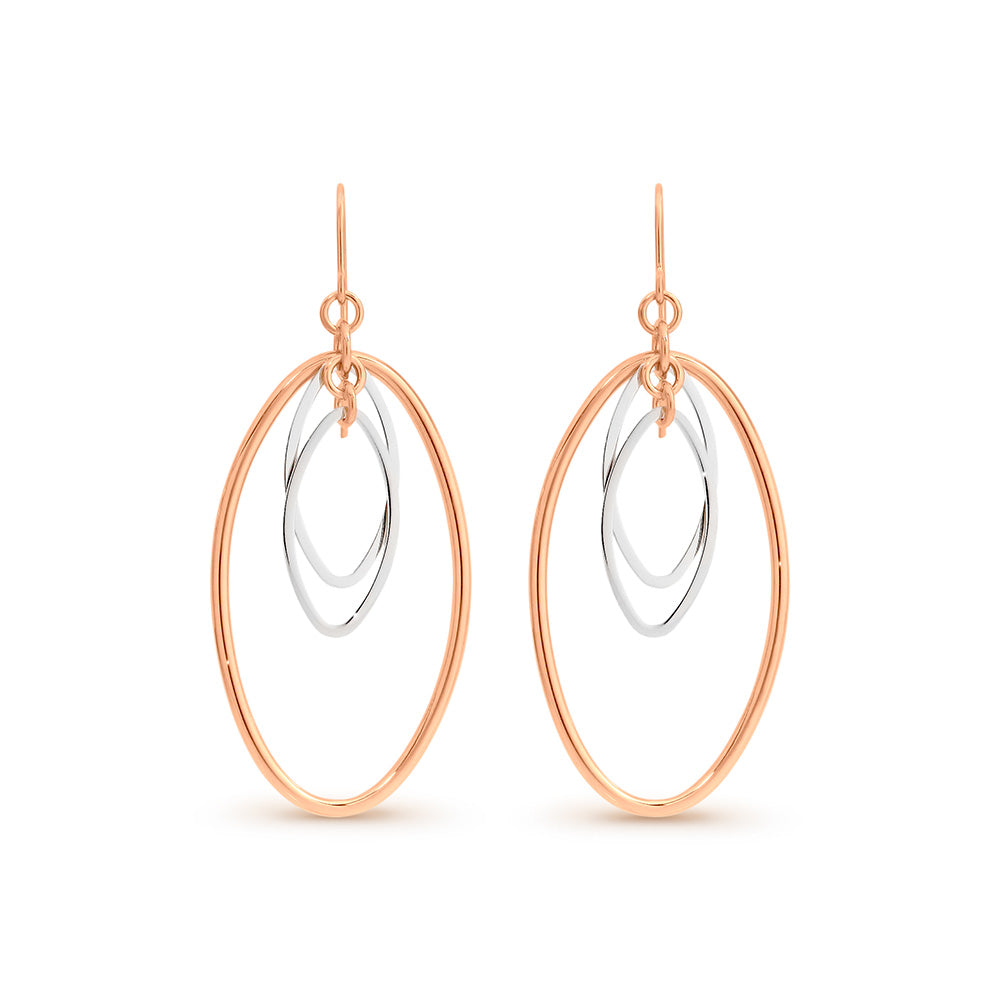 9ct Two Tone Drop Earrings