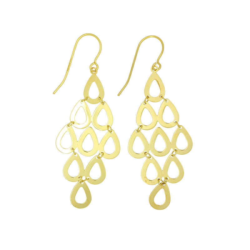 9Ctt Yellow Gold Silver Filled Tear Drop Earrings