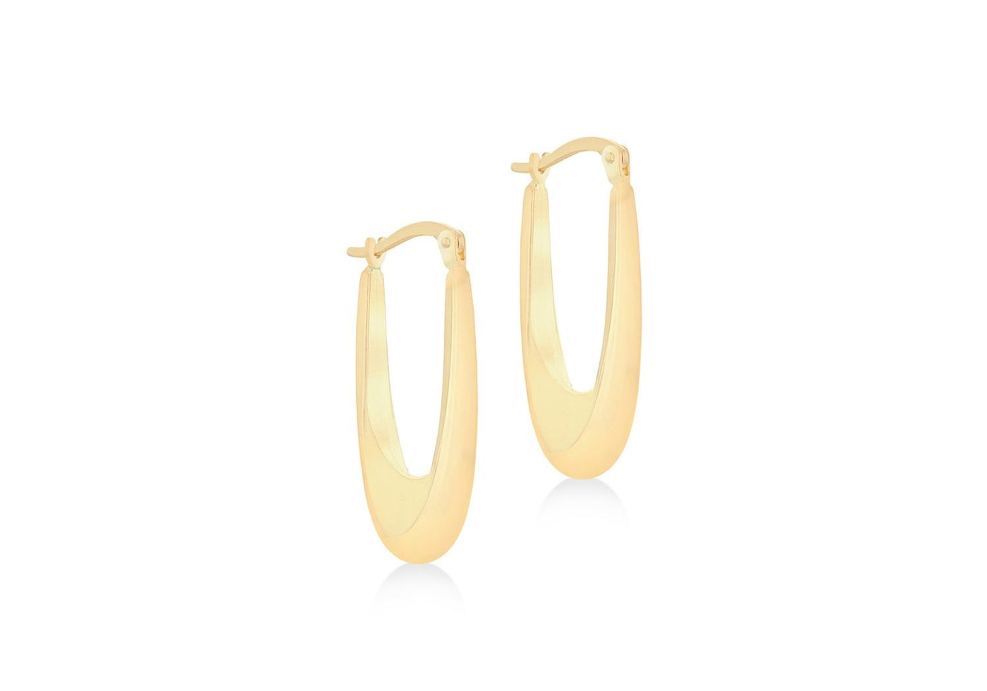 9ct Yellow Gold Elongated Drop Hoop Earrings