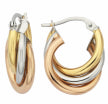 9ct Tri Tone Gold Hoop Earrings