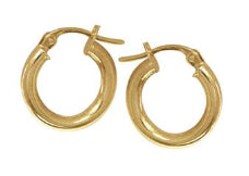 9ct Yellow Gold 10mm Round Hoop Earrings