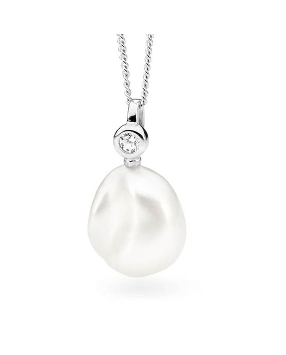 Sterling Silver CZ Pearl Pendant