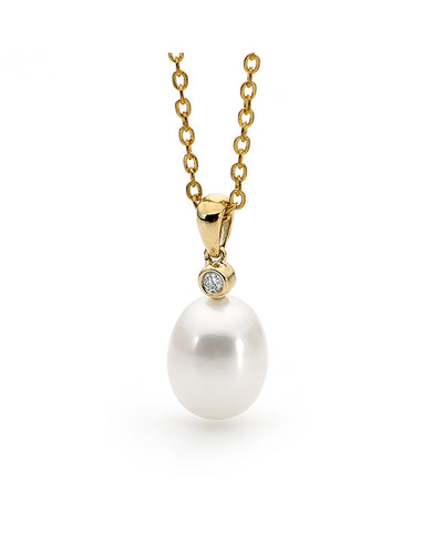 9ct Pearl & Diamond Pendant