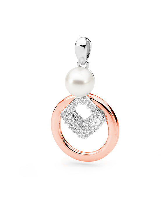 Sterling Silver & Rose Gold Plate Pearl Pendant