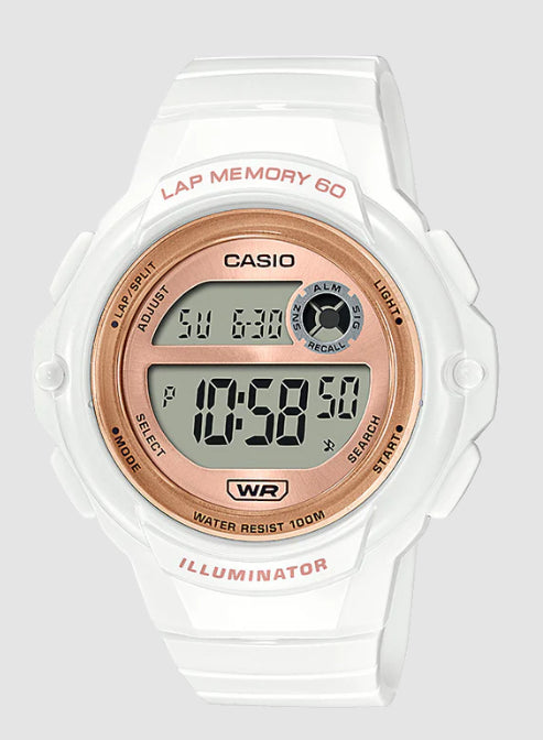 Womans Casio Digital White And Rose Gold Watch