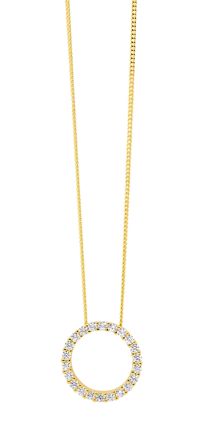 Ellani Gold Plated Cz Circle Necklace