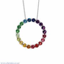 Ellanisterling Silver Multi Coloured Circle Pendant