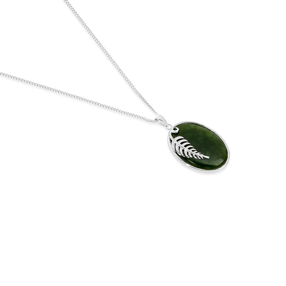 Sterling silver & Greenstone Fern Pendant